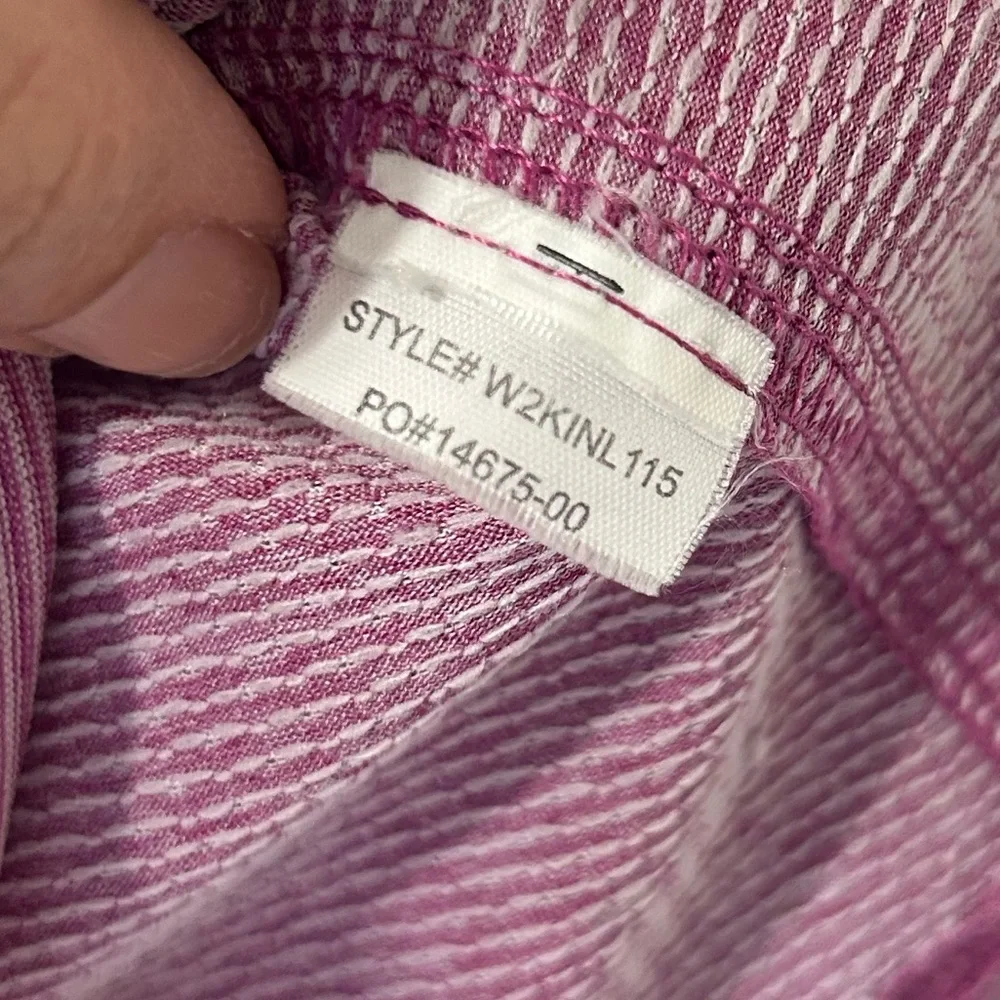 Prana Kinley in Vivid Viola Pinstripe Outdoor Shirt Top Long Sleeve Stretch Sz M - Picture 12 of 14